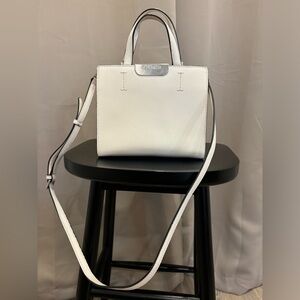 Calvin Klein white structured mini satchel crossbody bag
